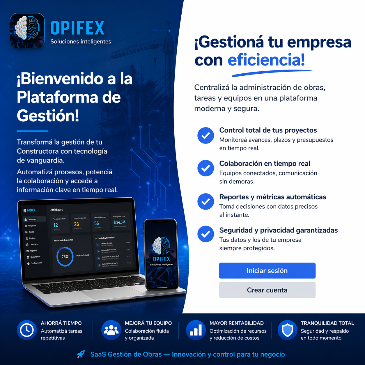 Dashboard de Obras360 — vista general de gestión de obras